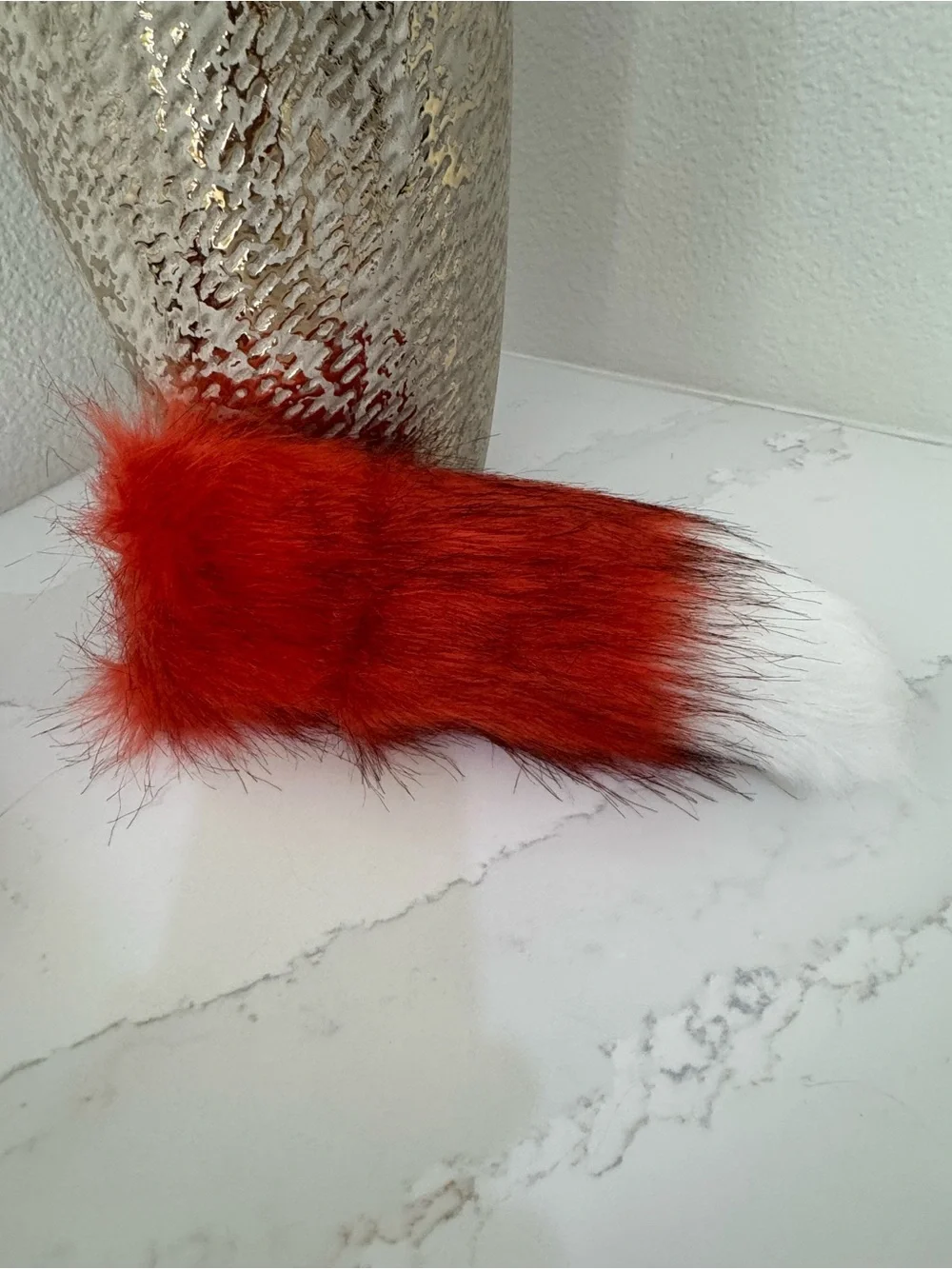 Cosplay Halloween Costume Red  faux fur gloves with matching tail